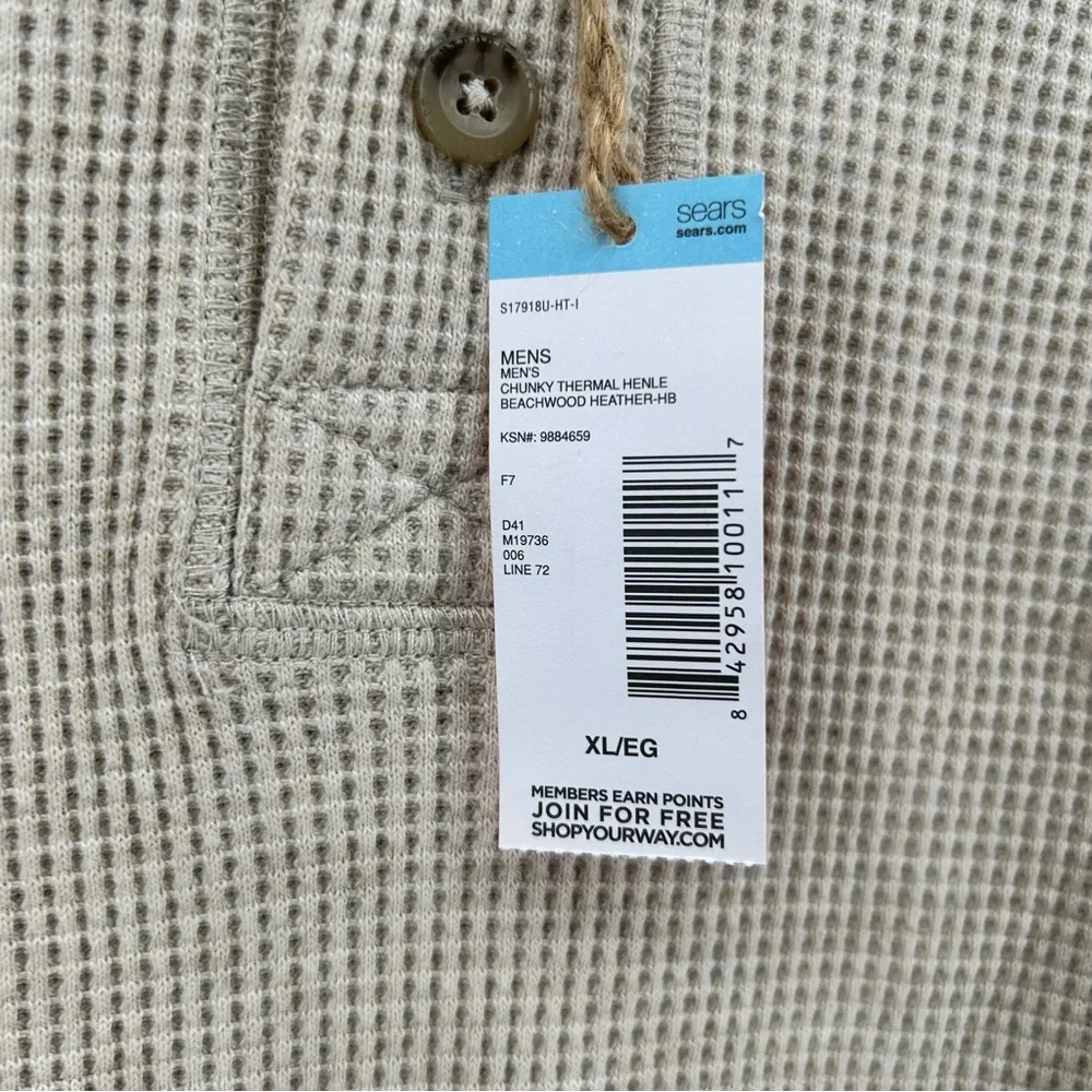 Outdoor Life Chunky Knit Thermal Henley Beachwood Tan Heather Men Size XL NWT - Picture 5 of 10